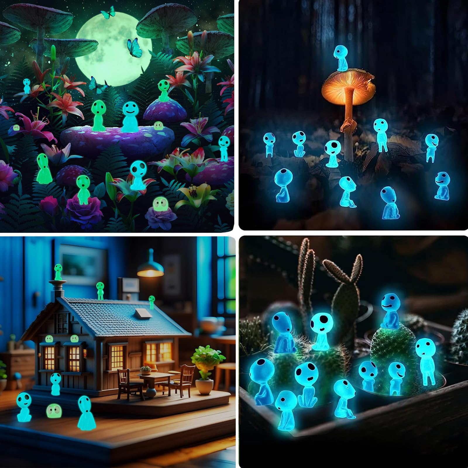 10 Leuchtende Waldgeister Garten-Deko - Blaue Harz-Figuren Für Halloween