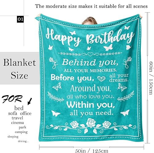 Miniatura 2 de Regalos de cumpleaños para mujereshombresellaélniñas, manta verde de 60 x 50 pulgadas, decoraciones de feliz cumpleaños para mujereshombres, regalos