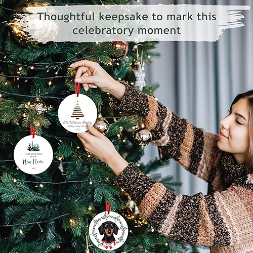 Miniatura 40 de Adorno de Navidad de familia de 3 2024, adorno personalizado para la primera Navidad del bebé, recuerdo de adorno familiar con tema de oso, 3.5