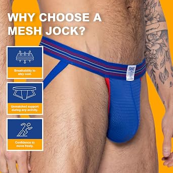 Bike Mesh Jockstrap, Smooth, Breathable, Non-Transparent Mesh Pouch with Elastic Waistband for Superior Comfort and Fit