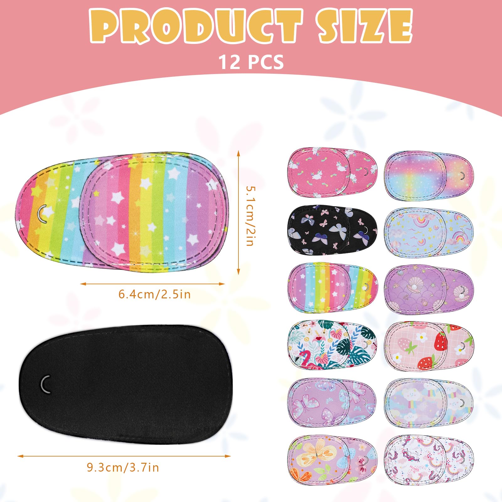 12 Pieces Eye Patches for Kids Girls Boys,Unicorn Eye Patch for Glasses over the Lens Cartoon Reusable Eyepatch for Toddler Children Lazy Eye Amblyopia Strabismus to Cover Either Eye - Image 2