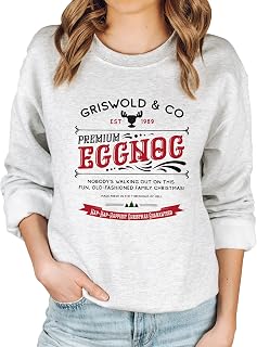 Griswold & Co Premium Egg Nog Christmas Sweatshirt - Graphic Sweatshirts for Women, Holiday Christmas Sweater, Comfy Pullover