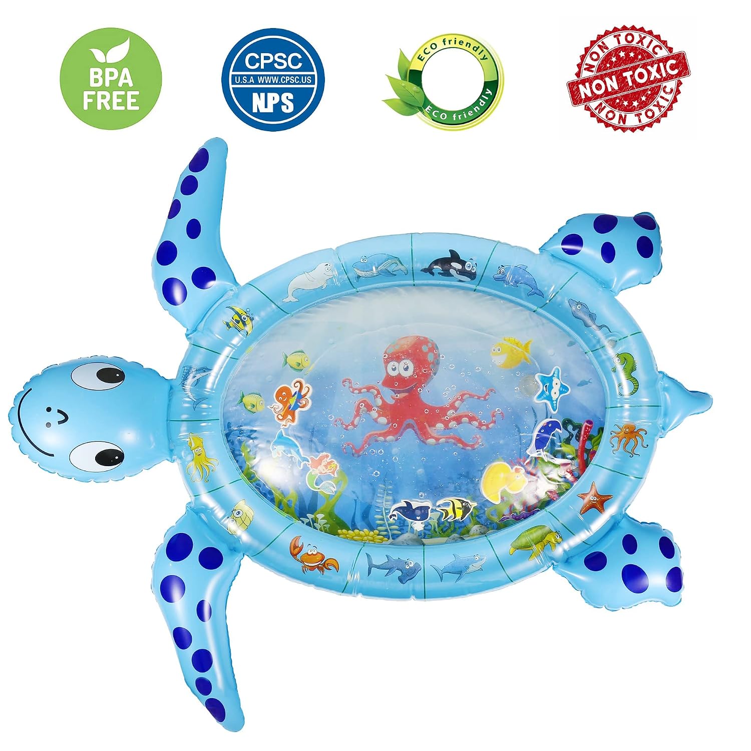 gebra Inflatable Tummy Time Water Mat Sea Turtle Shape Play Mat Toy for Baby Boy Girl 3 6 9 12 Month