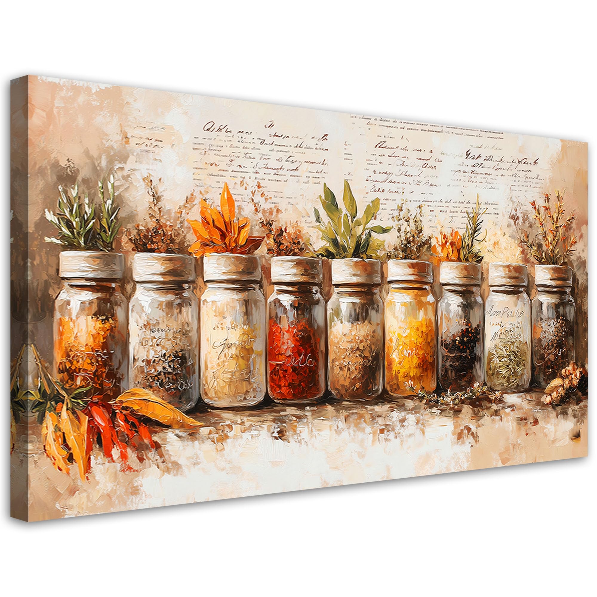 Feeby - Tableau sur Toile - Decoration Murale Peinture - Herbes Épices Cuisine - 100x50 1partie - Tableaux chambre à coucher - Decoration Chambre - Impression sur Toile