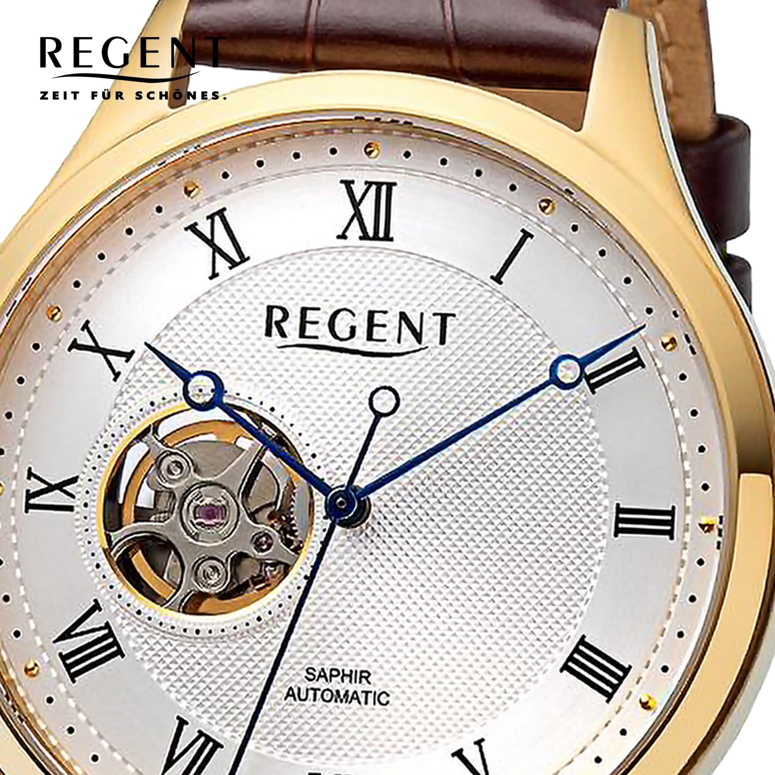 REGENT Herren-Armbanduhr Automatik Open Heart 1150104