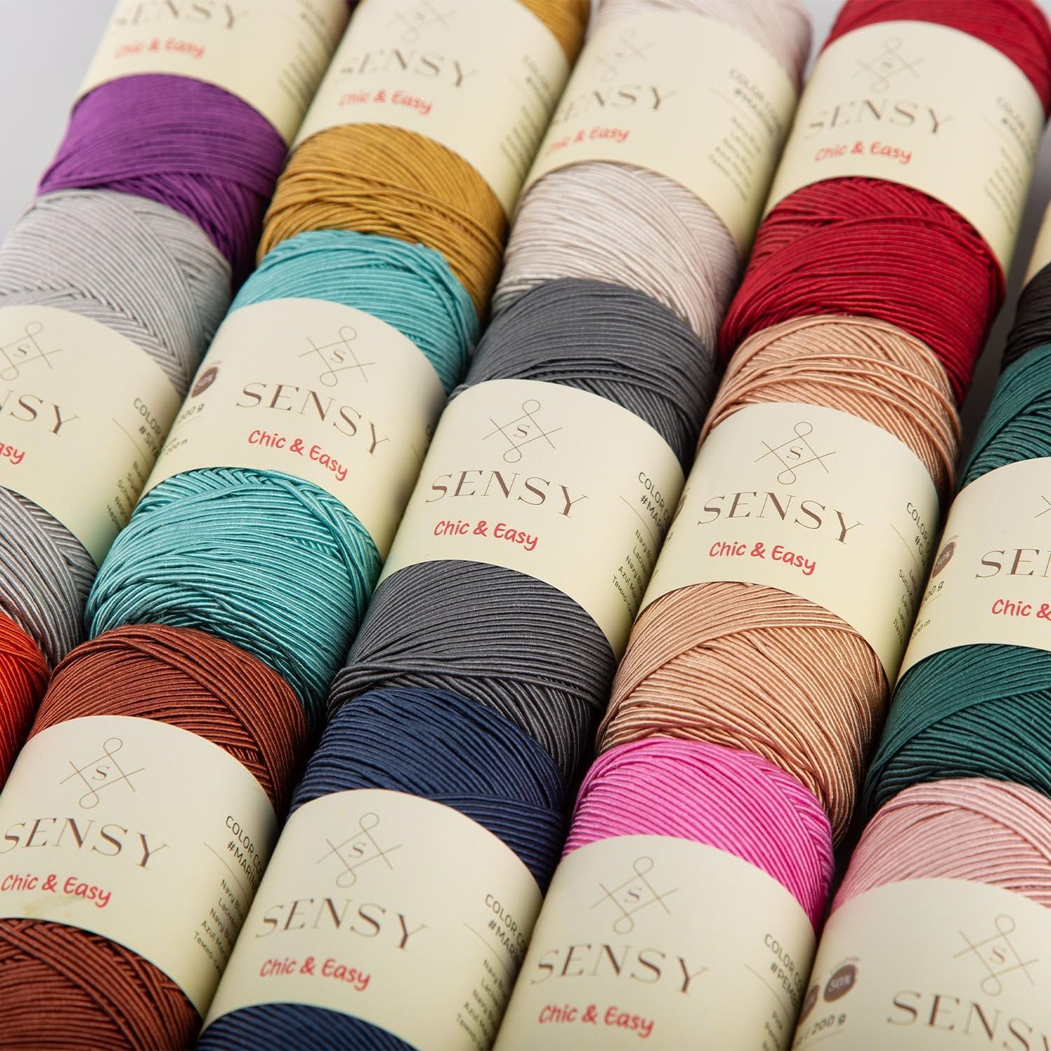 5 Skeins of Sensy Premium Chic & Easy 1.5mm 218 Yards 50% Cotton 50% Polyester Rope Crochet Bag Cord Crochet Thread (Black)
