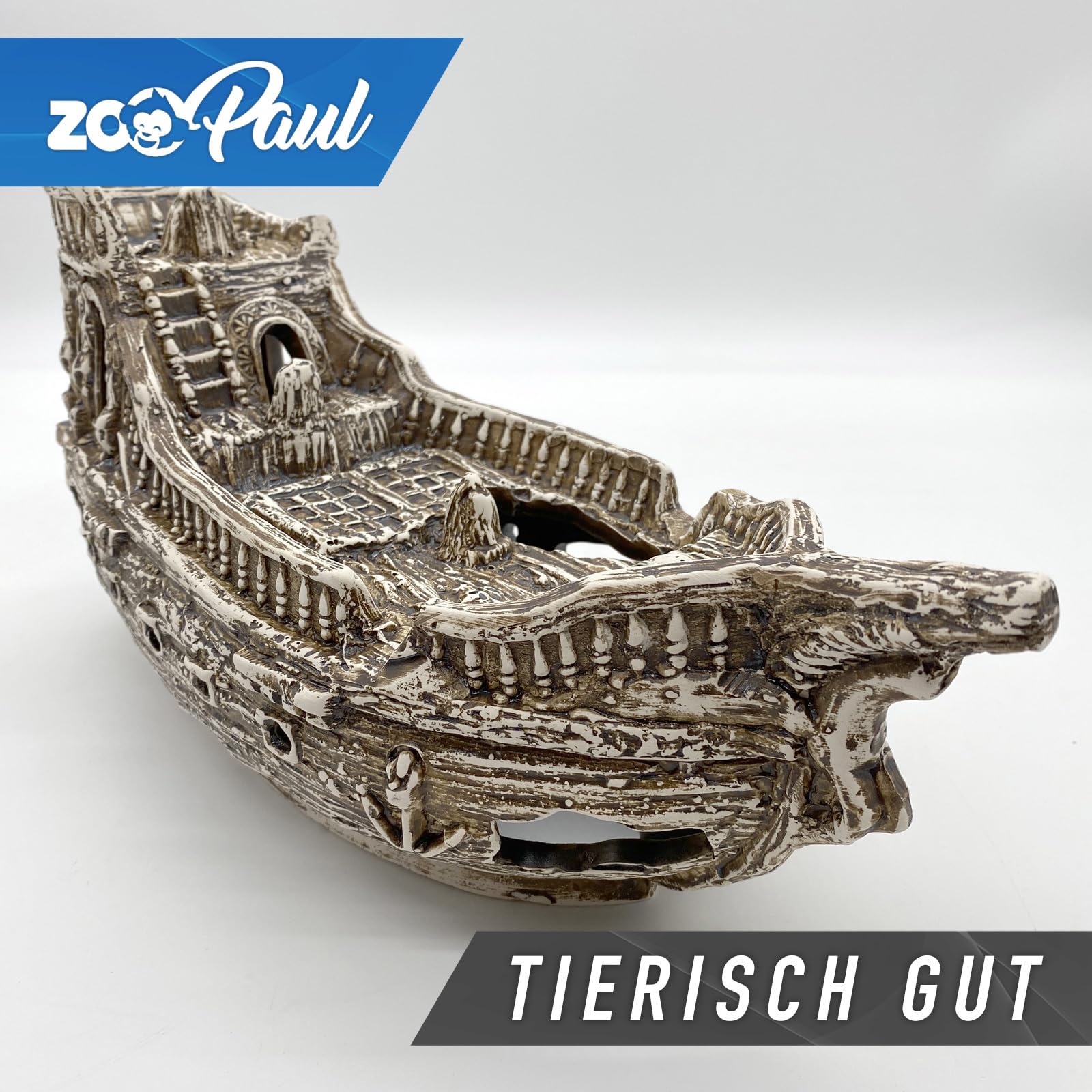 ZooPaul Sprudel Set Keramik Deko und Pumpe + Zubehör Dekoration Aquarium Terrarium XL Schiff Schiffswrack