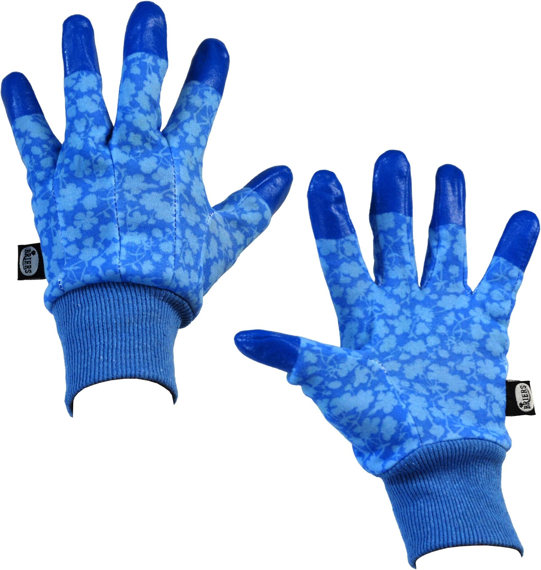 Briers® All Seasons Finger Tips Blossom Gardening Flower Plant Seeding Gloves - Soft Jersey with Coated Fingers Tips (Med)