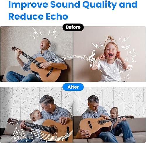 Miniatura 4 de LebenForce Paneles de espuma autoadhesivos a prueba de sonido, paquete de 20 paneles acústicos, paneles de absorción de sonido de alta densidad,