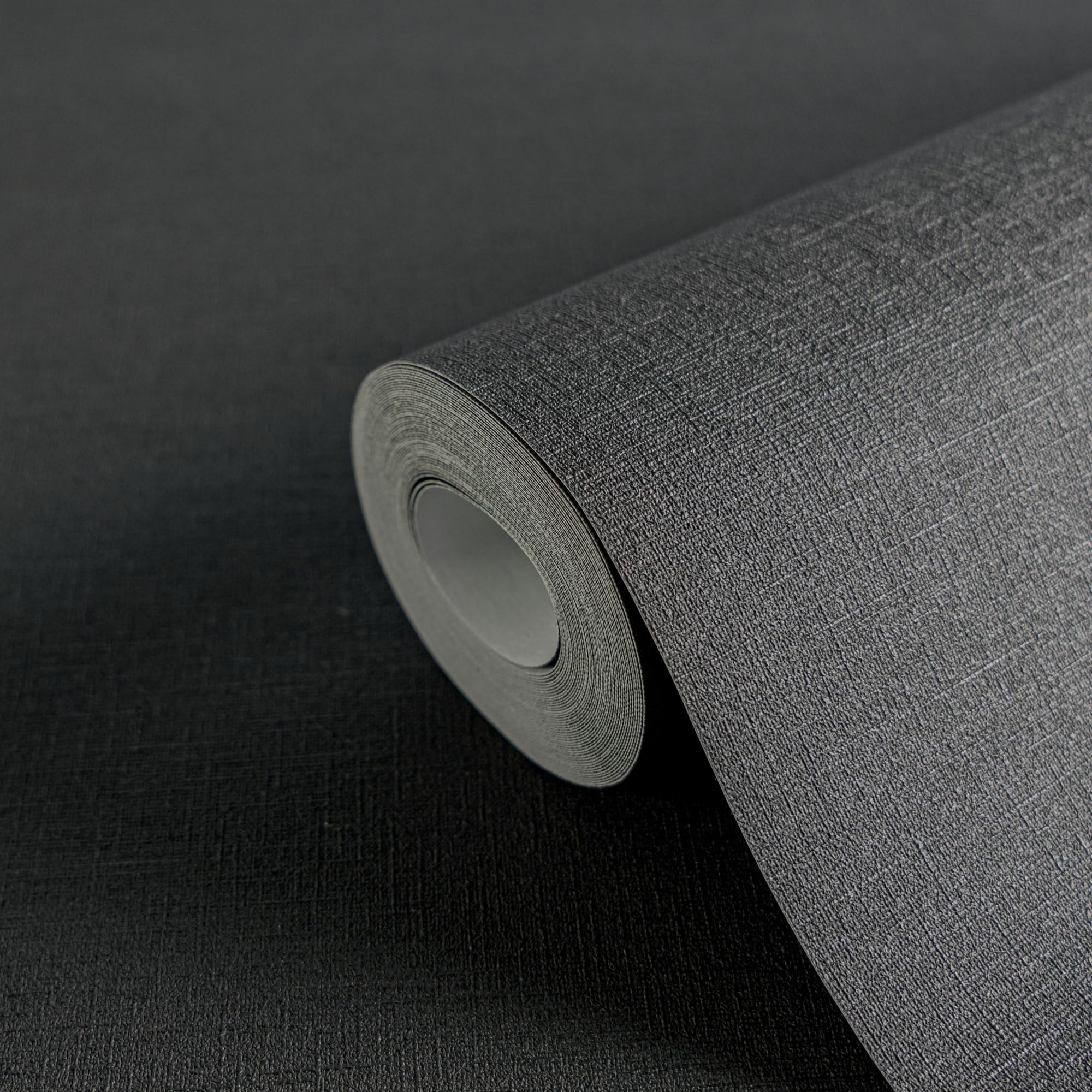 A.S. Création Papier Peints Uni Cuba intissé - 10,05m x 0,53m - Noir Fabriqué en Allemagne 371781 37178-1