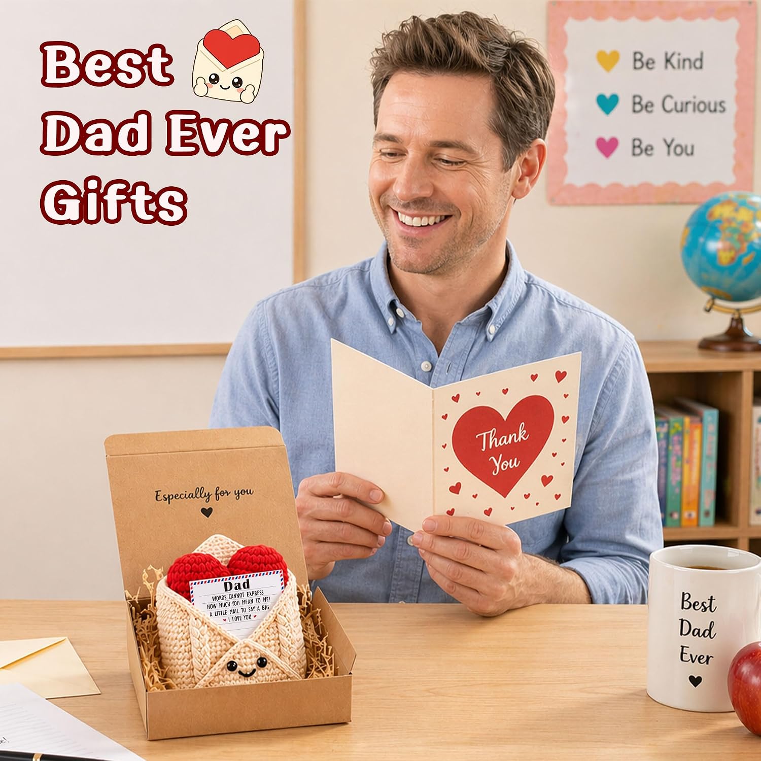 Dad Gift for Birthday Christmas, To My Dad Papa Love Gifts Crochet Envelope image 5
