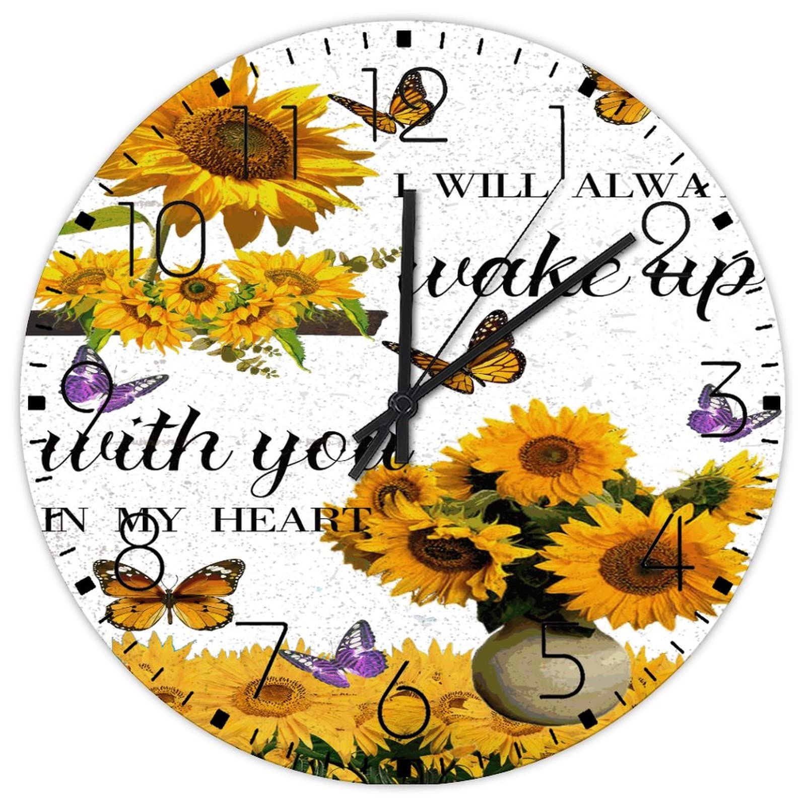 Horloge murale en bois sans tic-tac 38 cm décorative