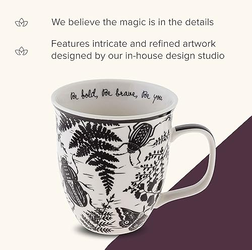 Vista 11 de Karma Gifts - Taza bohemia de 16 onzas, color blanco y negro, diseño de sirena, bonita taza de café y té, tazas de café de cerámica para mujeres