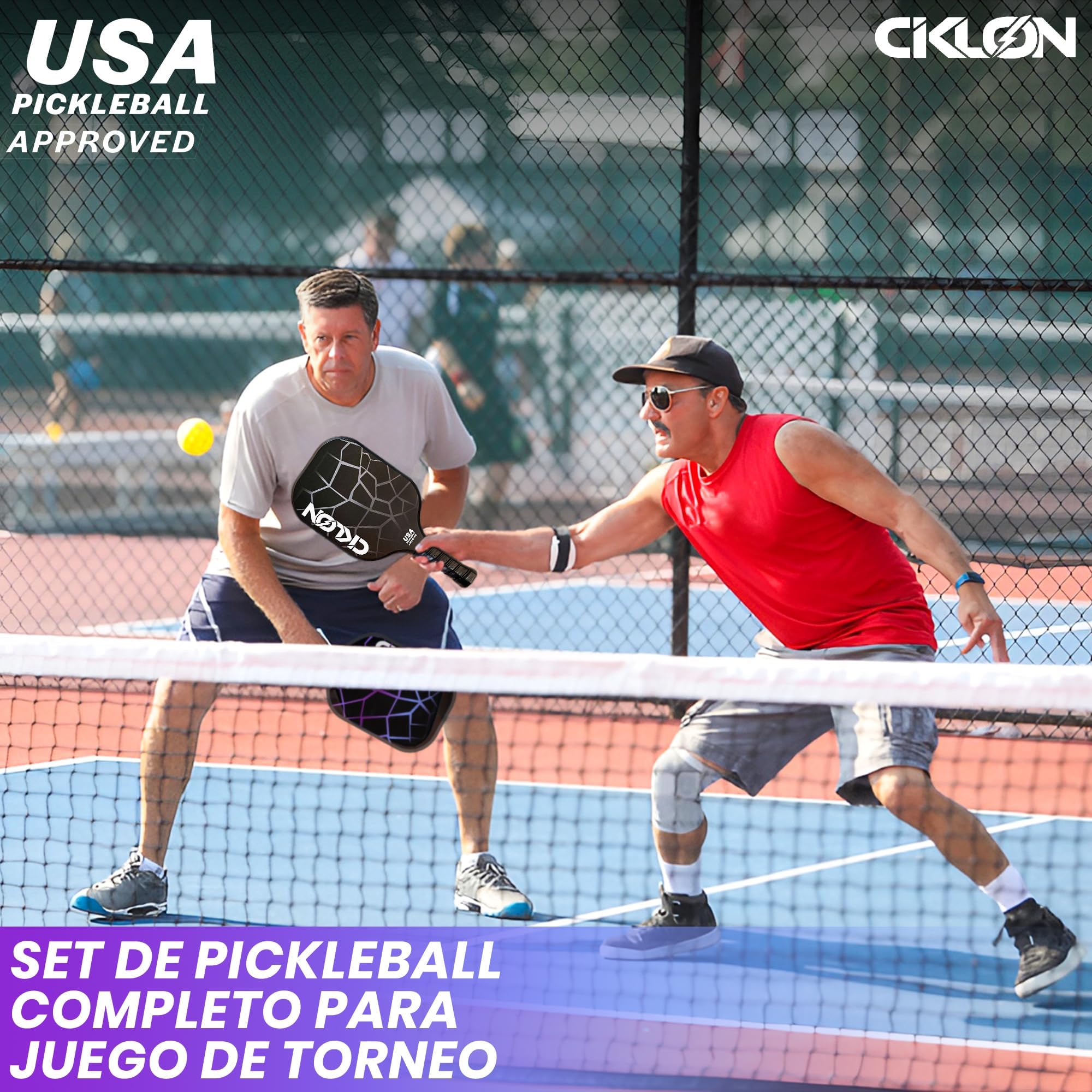 Ciklon | Palas de Pickleball | Juego de Paletas de Pickleball | Set de Raquetas Pickleball | Fibra de Vidrio y Núcleo de Nido de Abeja Polipropileno (PPL) | USAPA | Pack Esenciales
