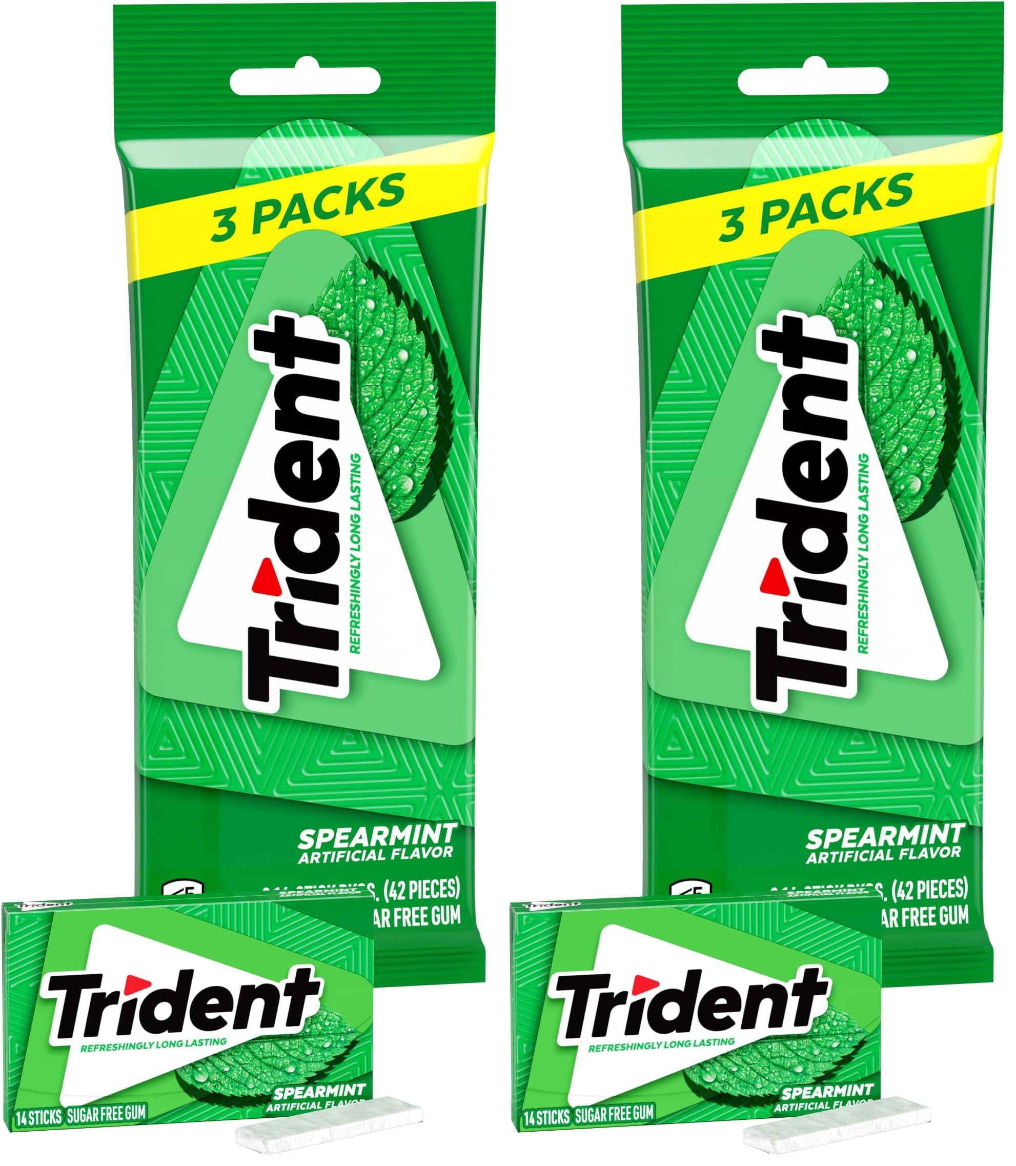 TridentSpearmint Sugar Free Gum, 6 Packs of 14 Pieces (42 Total Pieces)