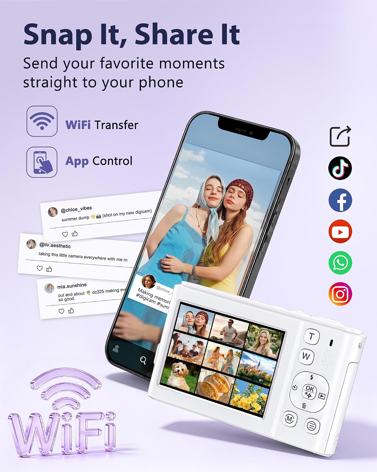 8K Digital Camera, 96MP WiFi Cameras for Photography with Dual Screen, 16X Zoom, Autofocus, Anti-Shake, Compact Travel Vlogging Point Shoot Camera for Teens, Beginners, 2 Batteries, 32GB Card (White) 6 81Byf0JsBuL. AC SL1500
