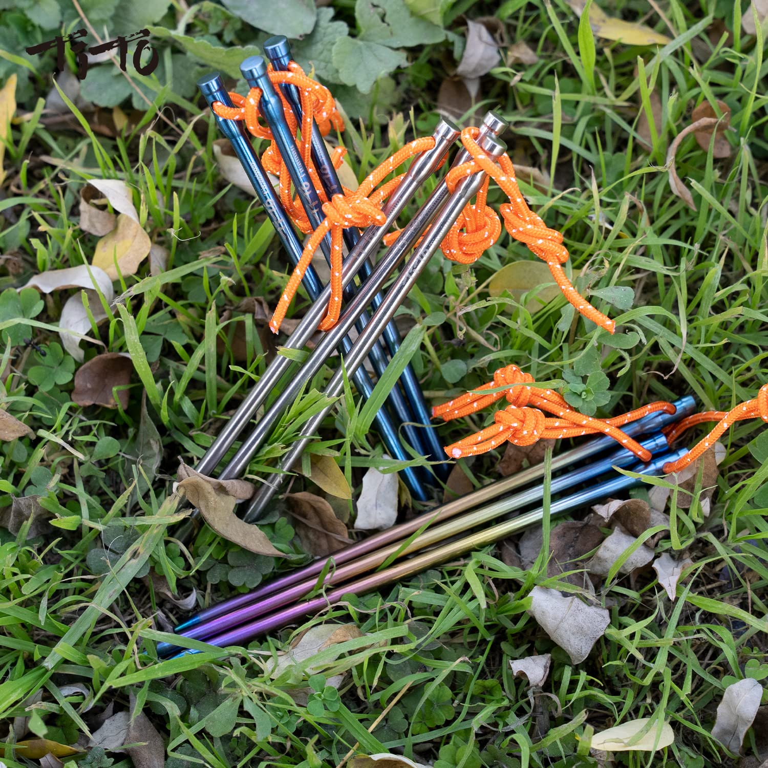 6 Piquets De Tente En Titane TiTo – 16.5 Cm, Ultralégers (13g), Cordon Réfléchissant, Sac Inclus