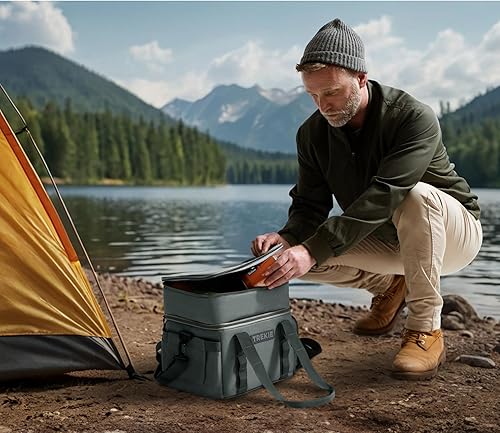 Miniatura 7 de Bolsa de almuerzo con bolsa de hielo grande, enfriador aislado para hombres y mujeres, lonchera térmica suave para adultos, trabajo, al aire libre,
