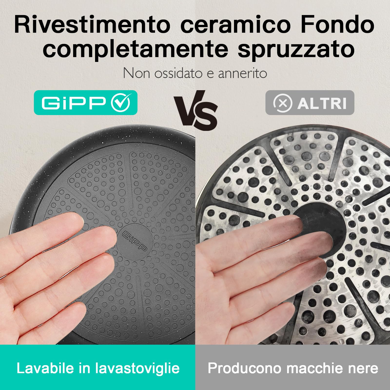 GiPP 17 PCS Set Di Pentole Da Cucina Da Con Coperchi, Pentole E Padelle Antiaderenti In Ceramica, Set Di Pentole Per Piani Cottura A Induzione, Compatibili Con Tutti I Piani Cottura, Grigio