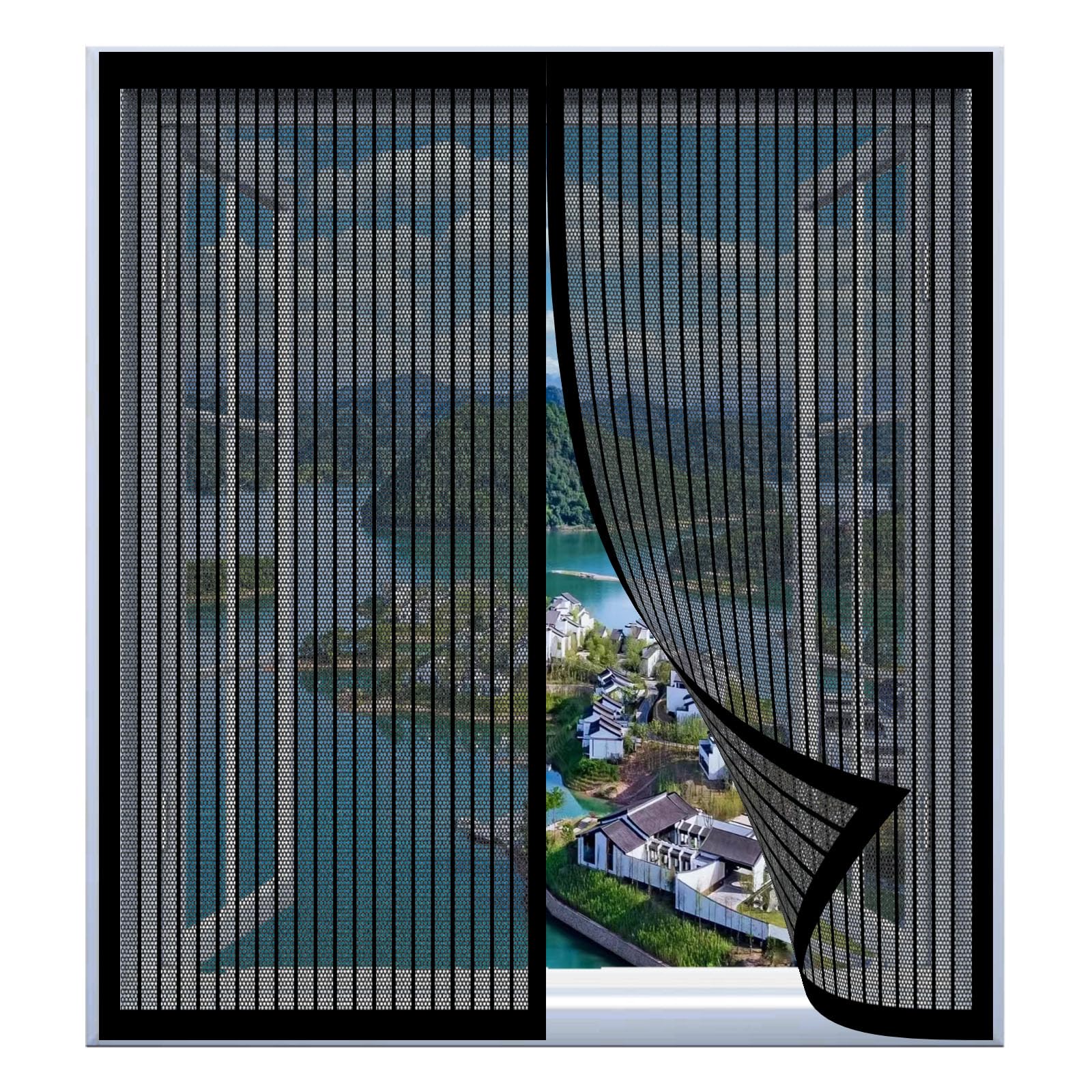 Yuanwan Black Fly Screens For Window Nets 79 X 127 Cm Easy Installation No Drilling Or Screwing Magnetic Curtain For Fly Proof Window Door For Windows Nets To Keep Bugs Out,