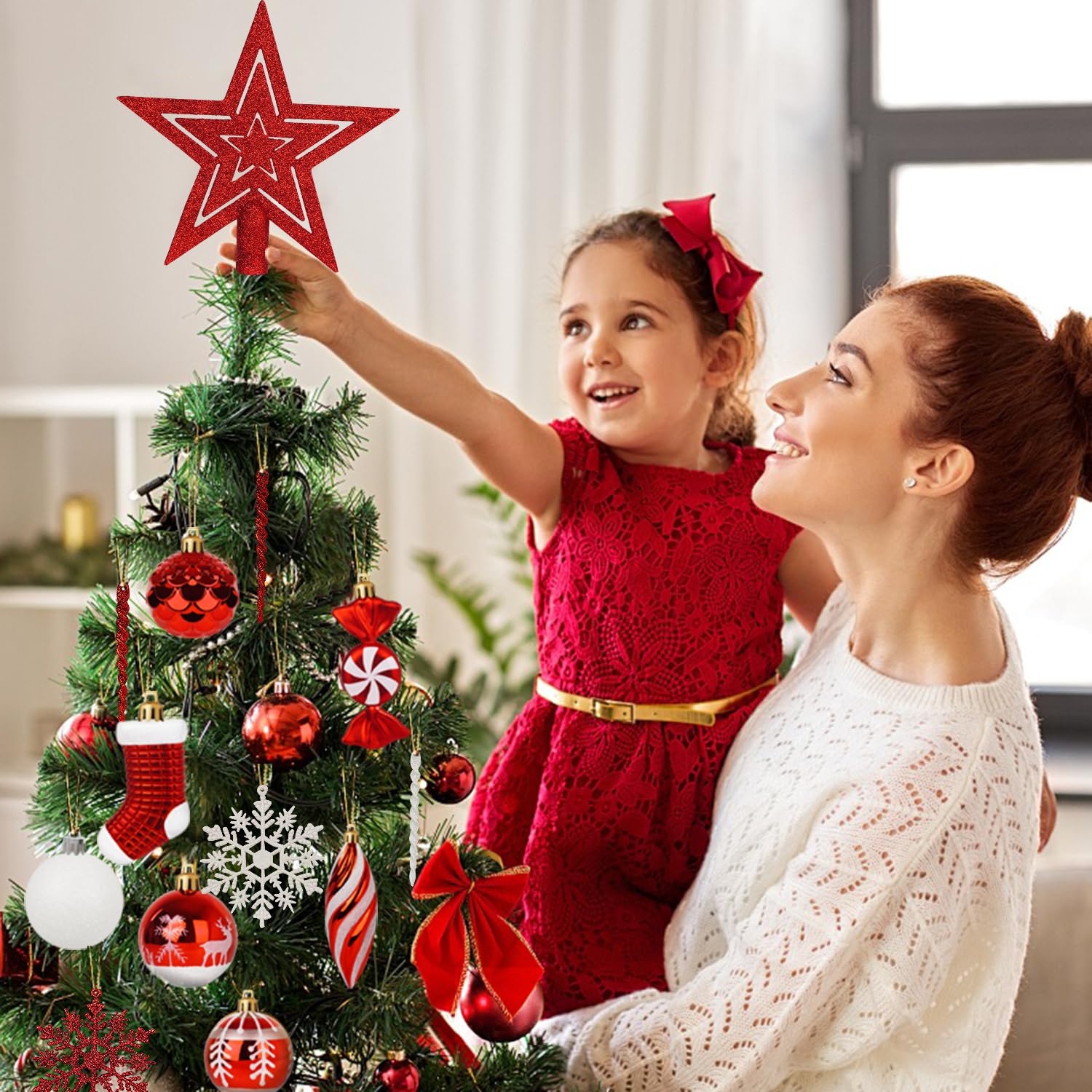 Juego de 135 bolas de Navidad (rojo)