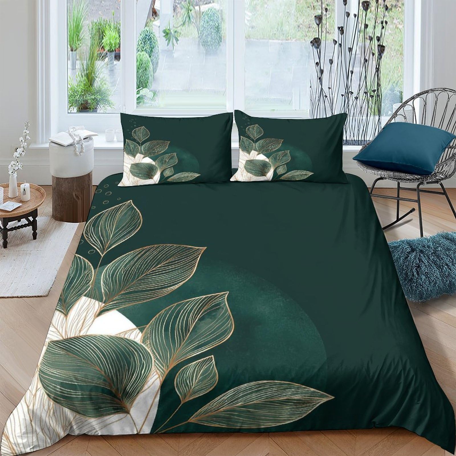 Ctjqhvkz Style-6 3D Printed Green Magnolia Fitted Sheet Microfiber Soft Breathable Botanical Leaves Mattress Cover For Bedroom Dorm Home Decor Single（135X200cm）