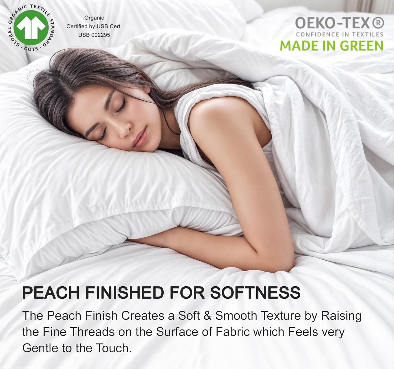 RUVANTI 100% Organic Cotton Sheets Full Size, Percale Weave, GOTS Certified, 4-Piece Set, Deep Pocket 15", Crisp & Breathable, Soft Durable Bedding, Sábanas Algodón Orgánico – Deluxe - Image 5