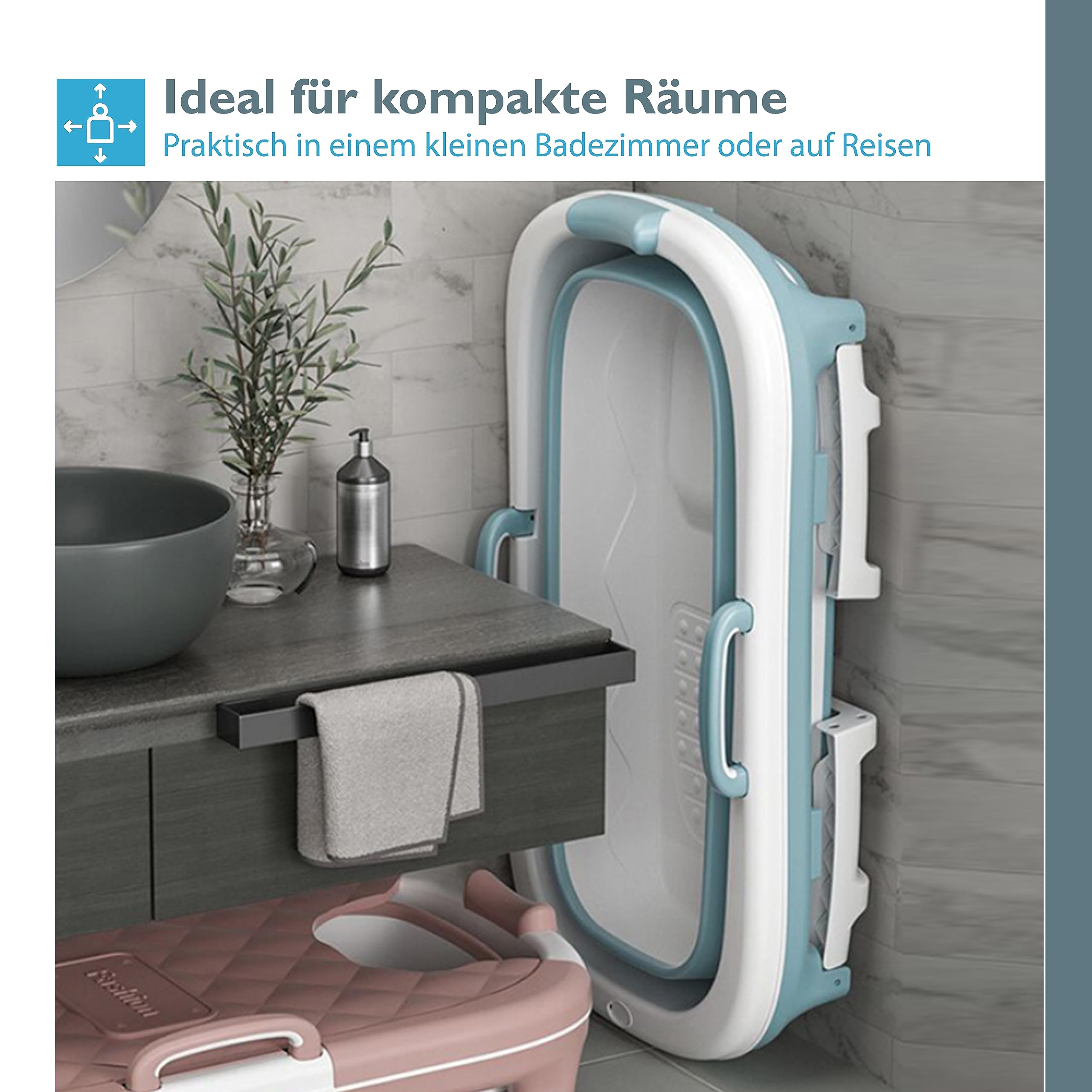 Badewanne - 138 cm - Faltbare Badewanne - Sitzbadewanne - Erwachsenen - 220L - Extra Lang - Blau
