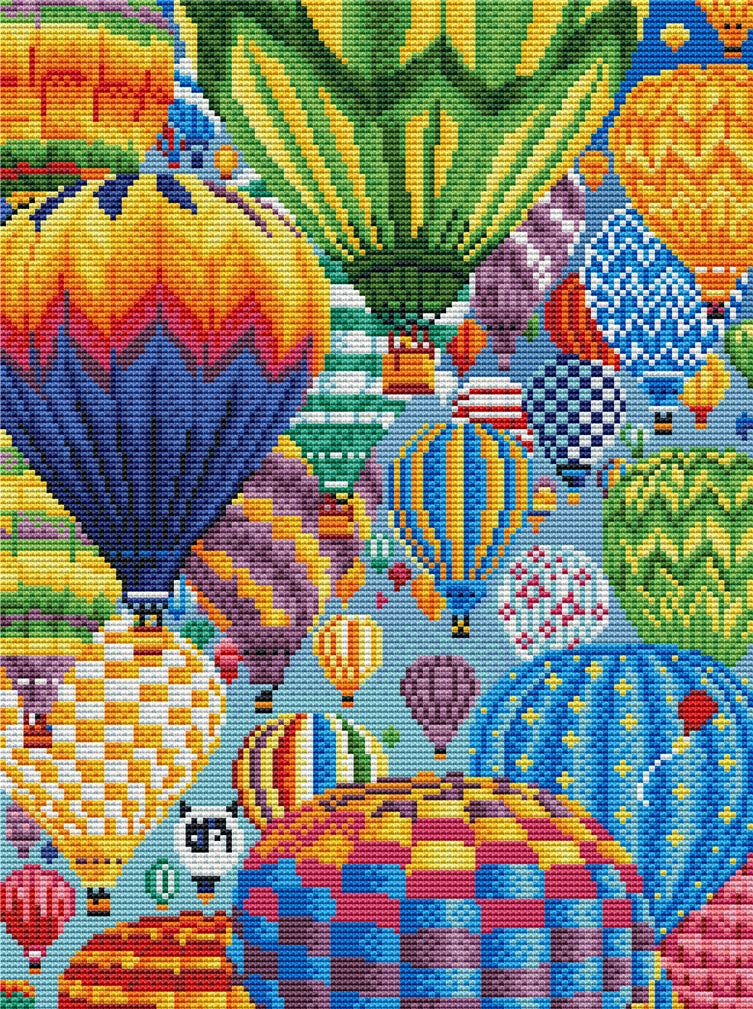 Un Montón De Globos De Aire Caliente Con Un Patrón De Rayas Azules Rojas Y Amarillas | Foto Premium