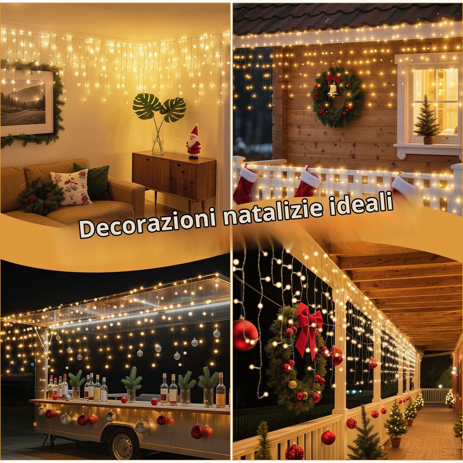Luci Natale Esterno Cascata, 15M 594 LED Luci Natalizie per Esterno, 8 Modalità Tenda Luminosa Natale Esterno IP44, Luci Natale per Esterno, Interno, Decorazioni Casa, Balcone, Giardino