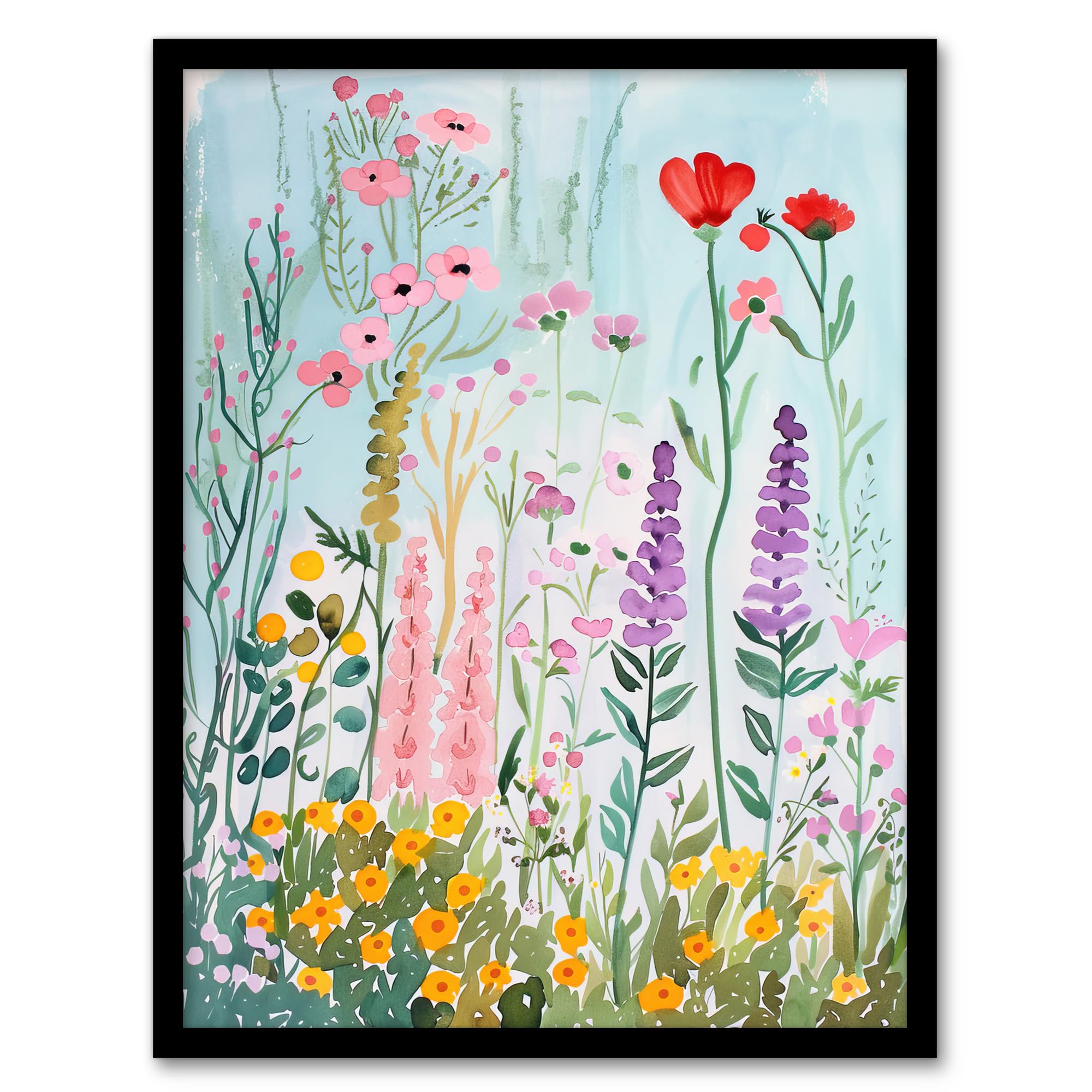Artery8 Spring Wild Flower Meadow Watercolour Painting Wall Art PrintA4 Size from B&Q