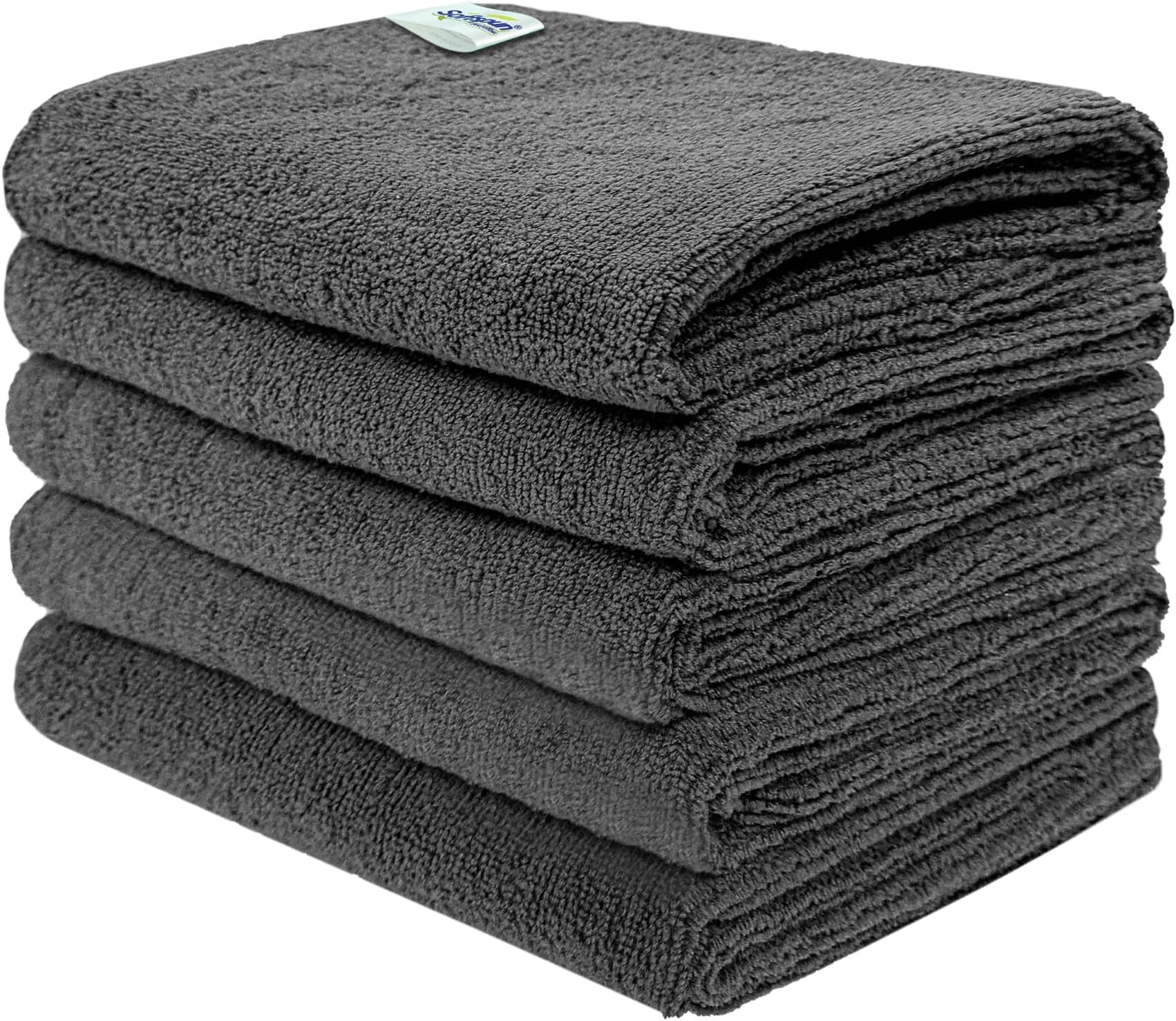 SOFTSPUN Microfiber Cloth - 5 pcs - 40x60 cms - 340 GSM Grey - Thick Lint & Streak-Free Multipurpose Cloths - Automotive Microfibre Towels for Car Bike Cleaning Polishing Washing & Detailing