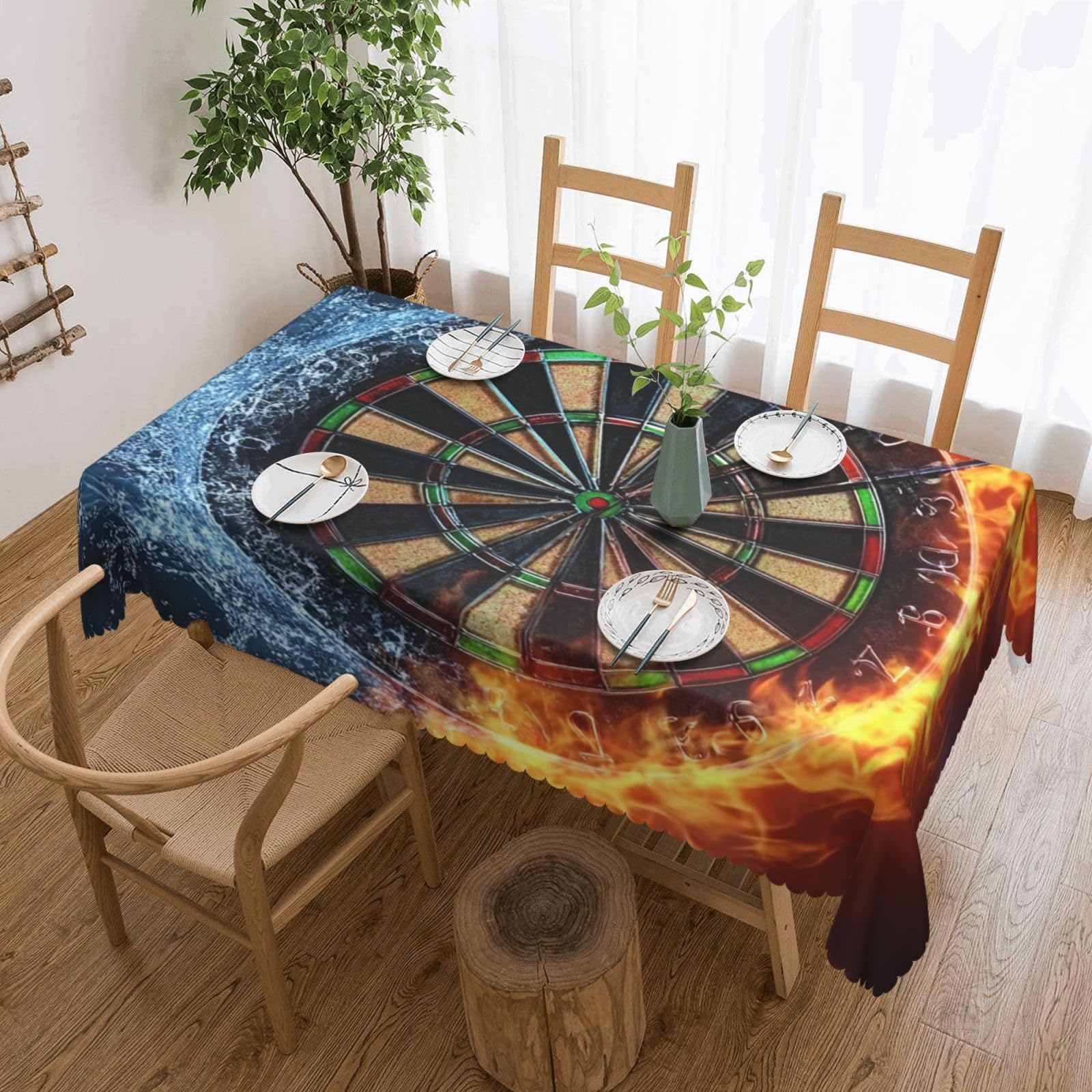 QLDETUPWLX Rectangle Table Cloth 137x183 cm Dart Board Tablecloths Wrinkle Free Table Cloth Washable Fabric Desktop Protection Decoration Tables Cover for Party Dining Indoor and Outdoor
