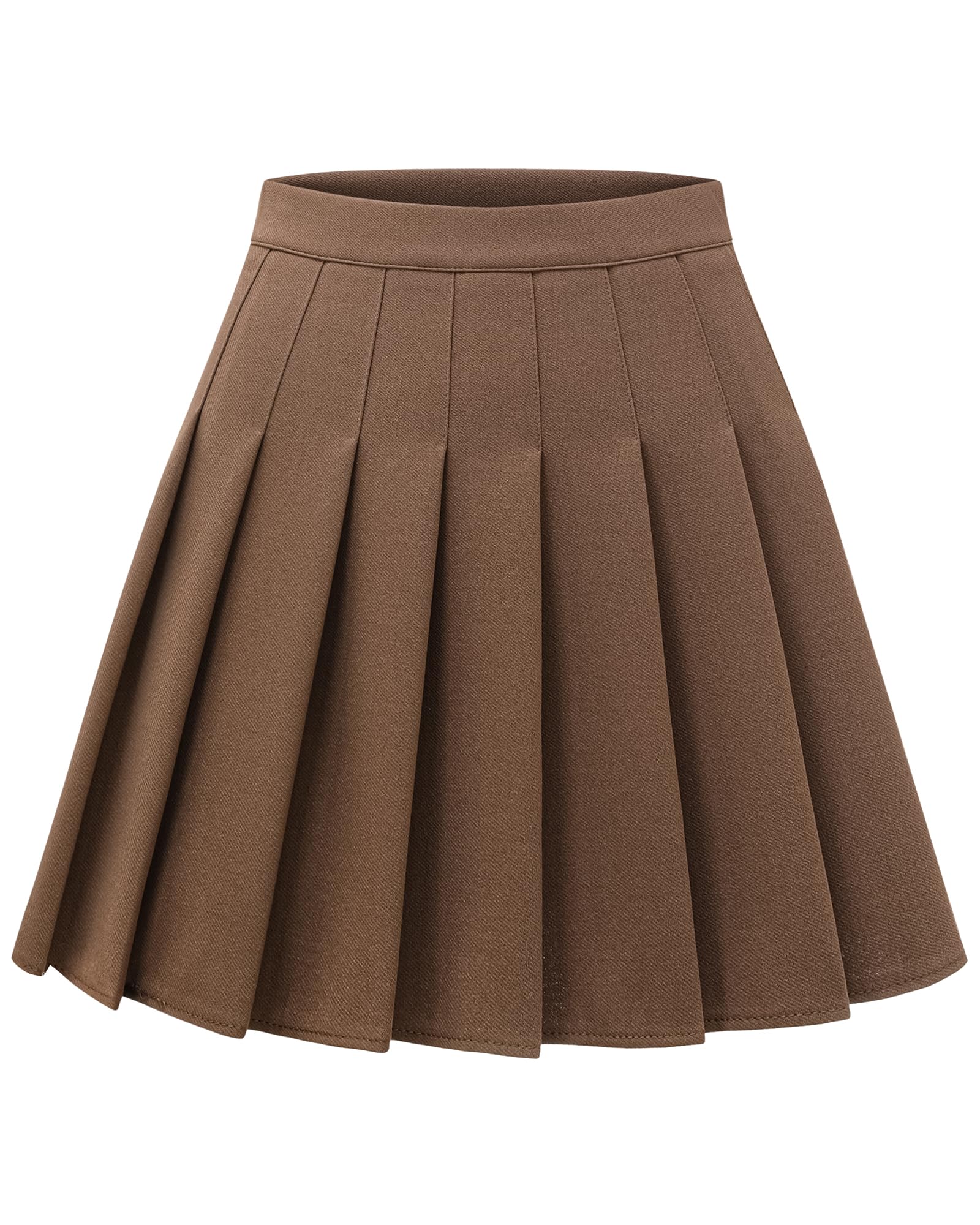 Shestellar Women Pleated Mini Skirt, High Waisted A-Line Skirt with Elastic Waist for Casual Wear