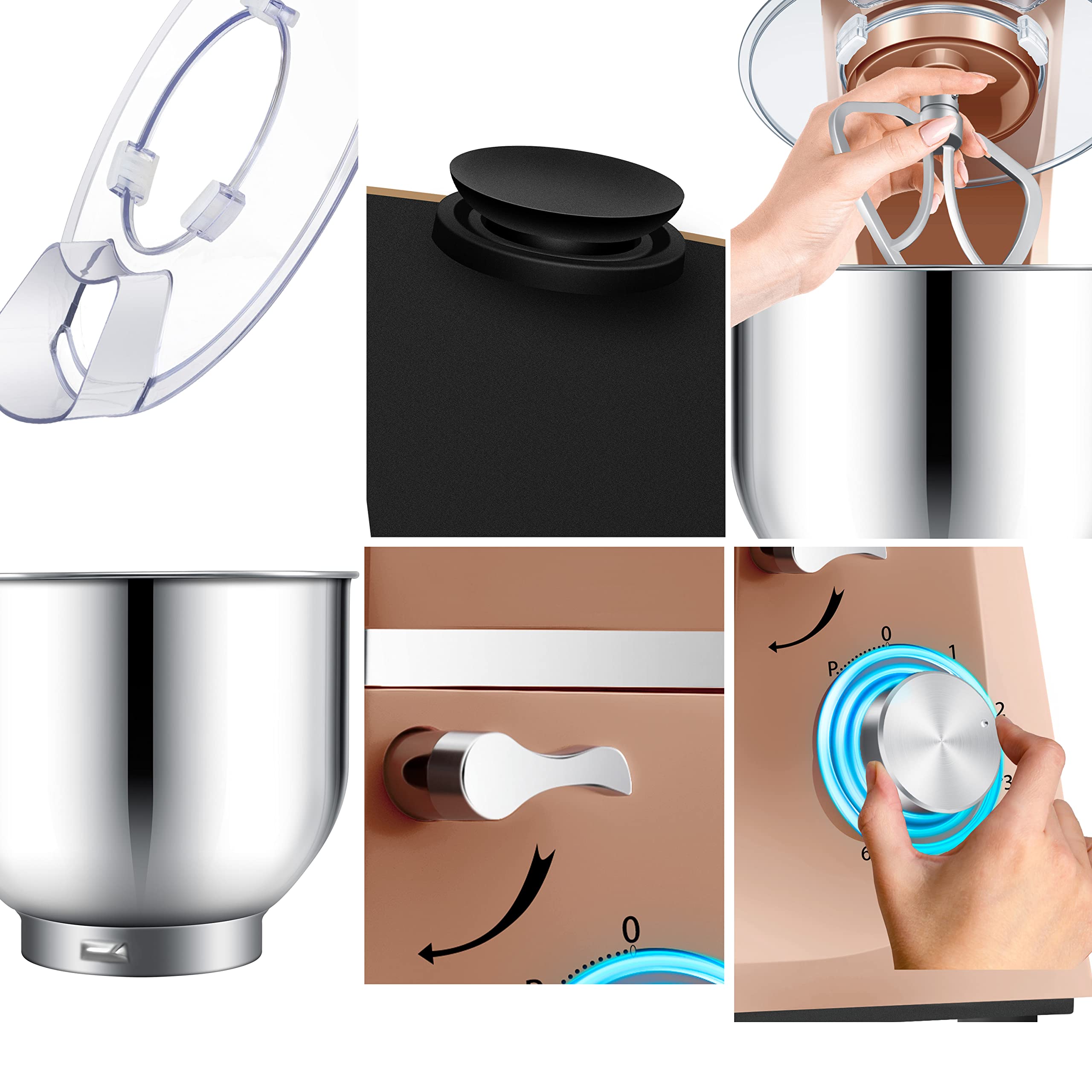 KESSER® Robot ménager universel 3 en 1 K-KM 3 000 avec hachoir à viande, pétrin | Mélangeur multifonction | Extracteur de jus de 1,5 L, Kit pour saucisses, moules pour pâtes et biscuits, le cuivre
