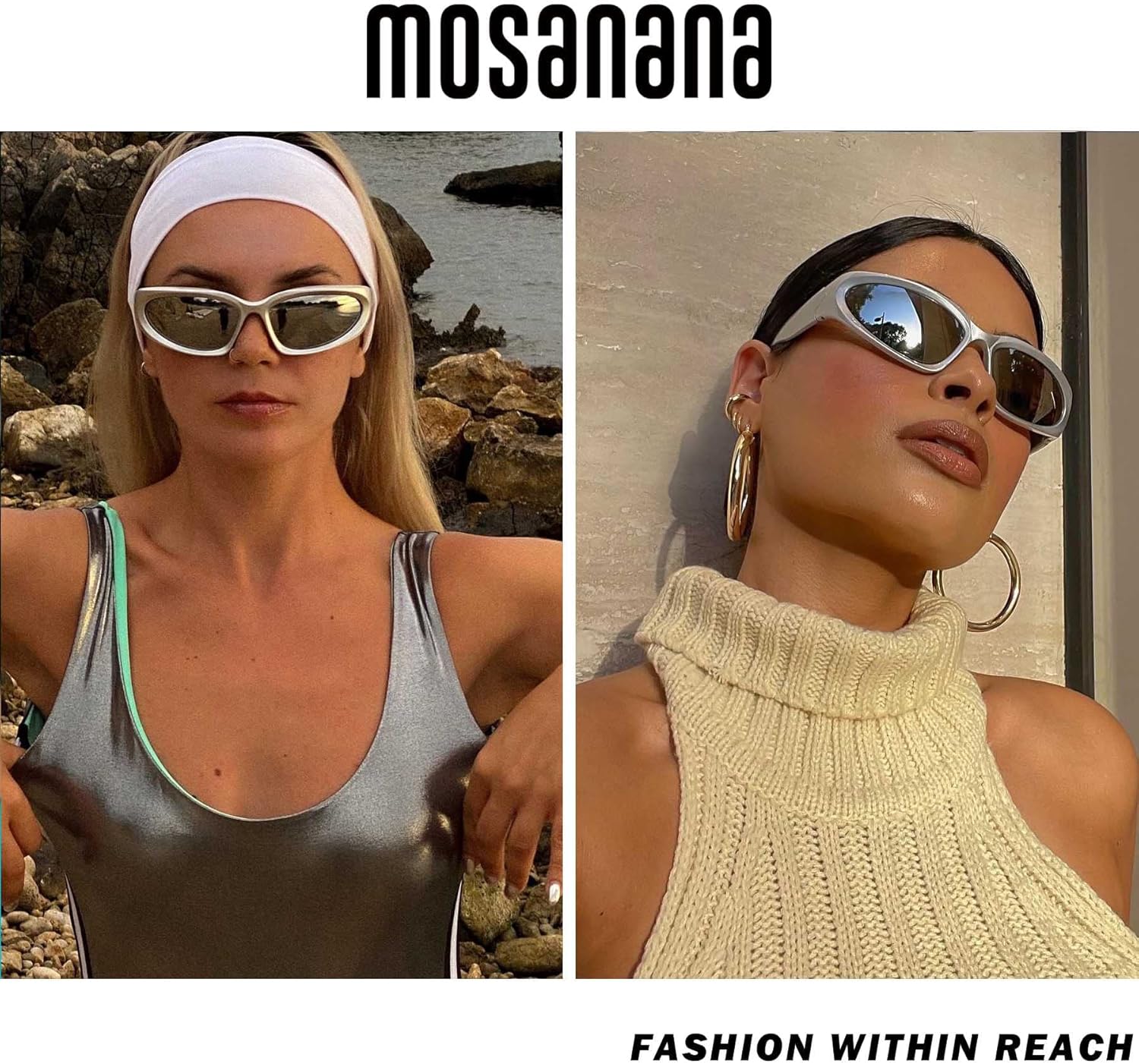 mosanana Y2k Wrap Around Polarized Sunglasses for Women Trendy Swift Oval Futuristic Shades Retro 2000s Sport Sunnies MS52245 - Image 3