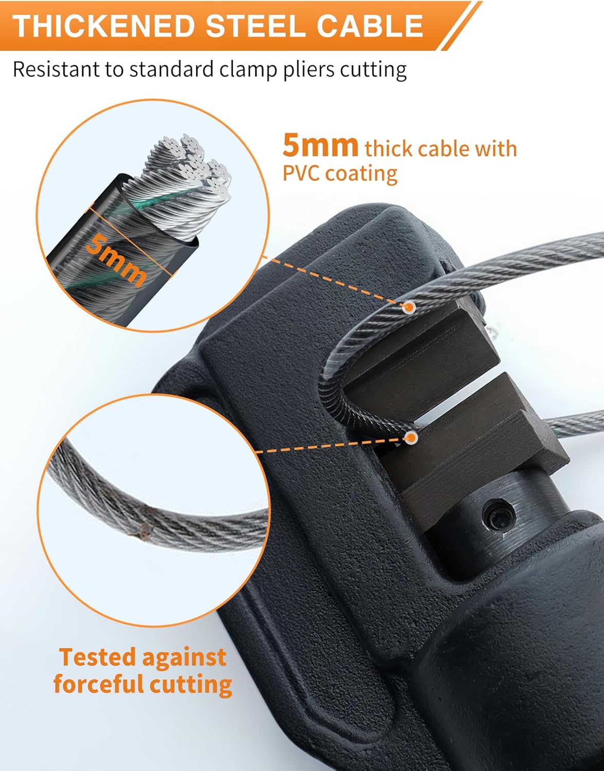 4-Digit Combination Cable Lock with 3 Replaceable Steel Cables for Gate, Bike & Luggage, Resettable Keyless Cable Lock, Black, 2 Pack