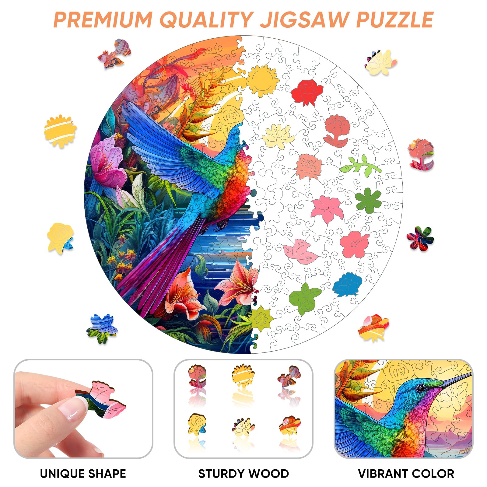 Amazon.com: Mocfesk Wooden Puzzles, Hummingbird Jigsaw Puzzles 200