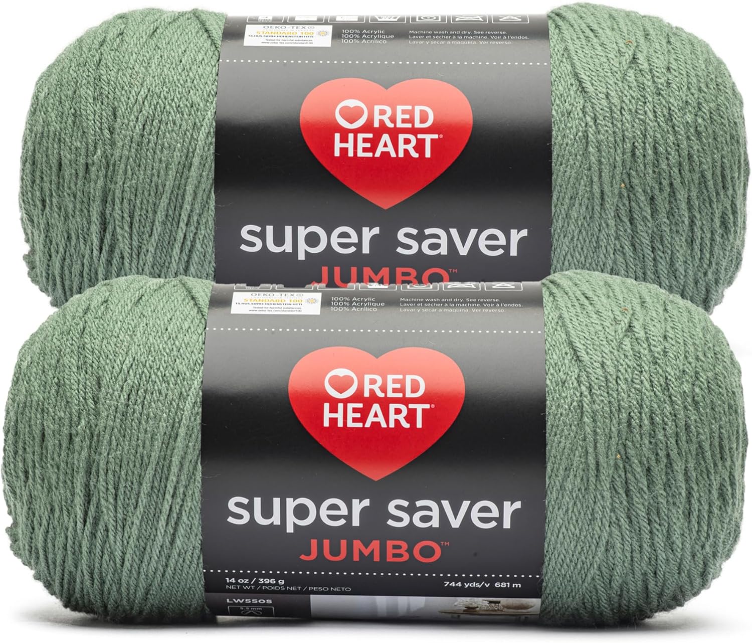 Red Heart Super Saver Jumbo Blacklight Yarn - 2 Pack of 283g/10oz - Acrylic - 4 Medium (Worsted) - 482 Yards - Knitting/Crochet