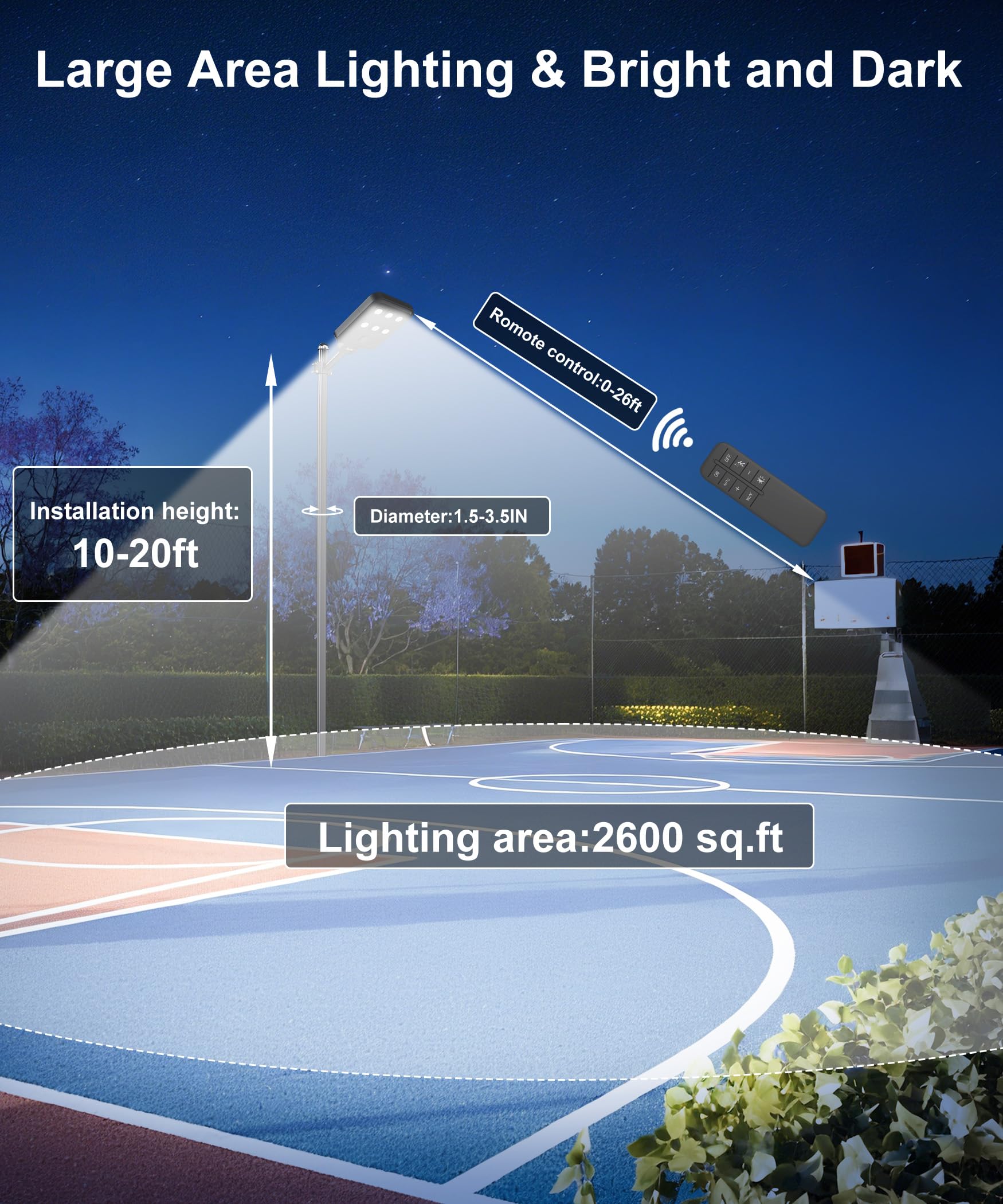 JAYNLT X-8000W Farolas Solares Exteriores, 6500K Potente Farola Solar con Sensor de Movimiento, IP67 Impermeable Foco Solar de Seguridad para Entrada Jardín