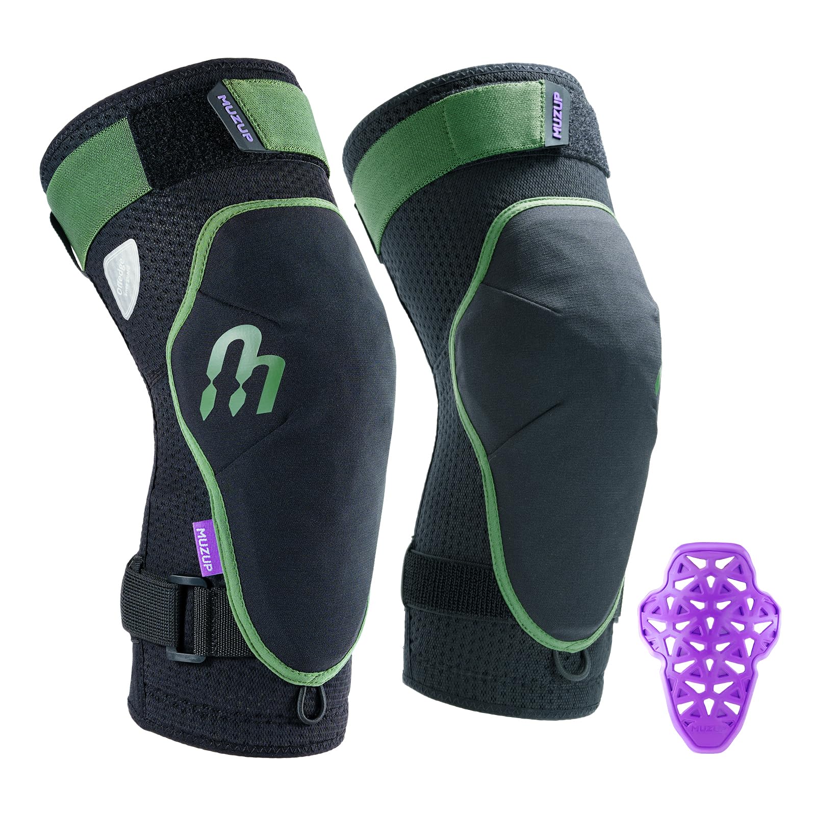 MUZUP Offedge Knee Pads, Sufficient Protection MTB Knee Pads No-Slipping Mountain Bike Knee Pads Removable Padding MTB Knee Pads for Men Knee Pads for