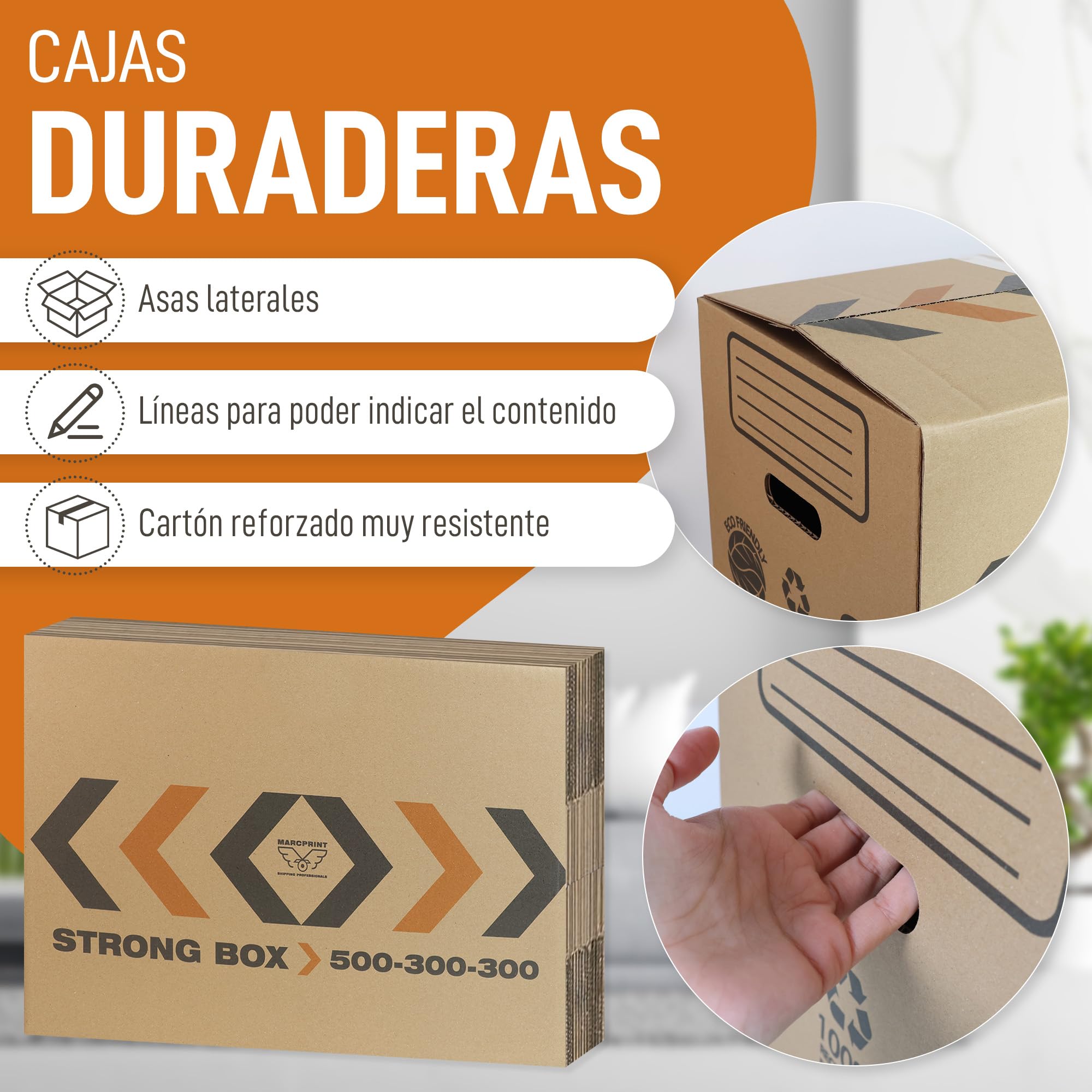 Pack 10 Cajas Mudanza + Rollo Burbujas - Cajas Carton (50X30X30) Reforzadas y Resistentes - Cajas con Certificación FSC - Cajas de Carton Mudanza 100% Reutilizables