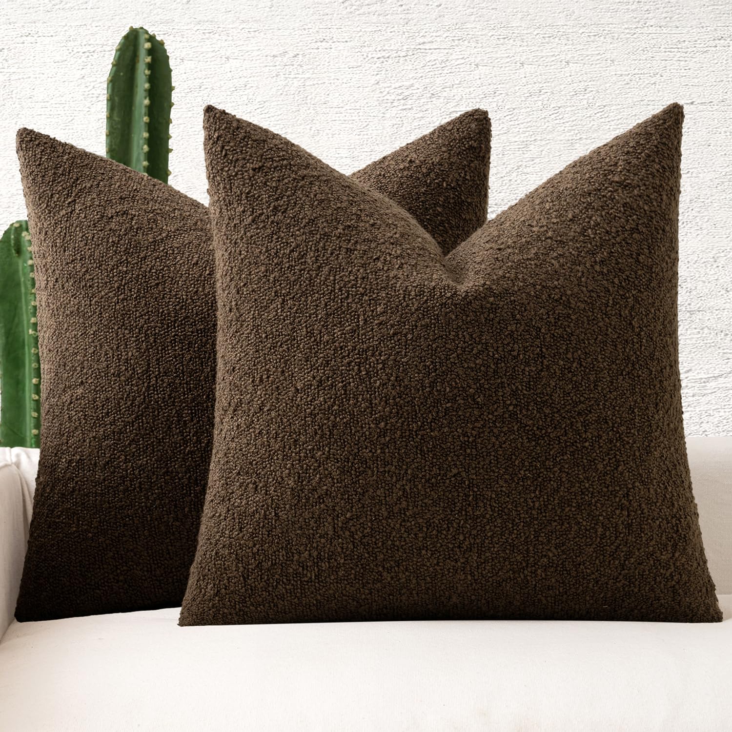 (item similar)MIULEE 18x18 Inch Decorative Pillow Covers for Couch Bed Set of 2 Textured Boucle Neutral Throw Pillows Chocolate Accent Solid Cushion Pillowcase Cozy Soft Chair Sofa Livingroom Home Decor