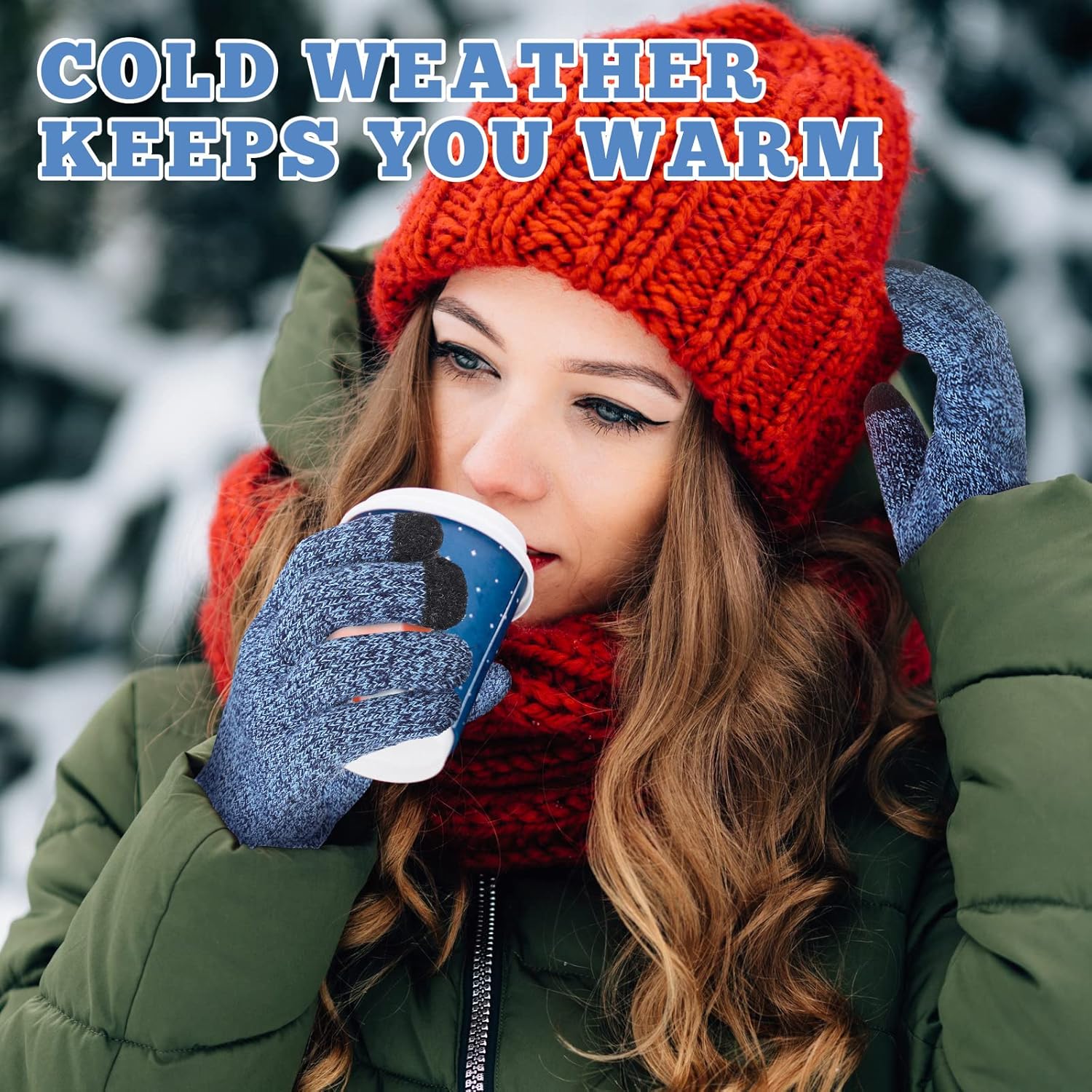 Newcotte 6 Pairs Women's Winter Touchscreen Gloves Warm Fleece Lined Knit Gloves Cold Weather Mittens for Men Women - Image 2