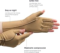 Vista 22 de Guantes terapéuticos de compresión isotoner, con dedos completos, unisex Camello