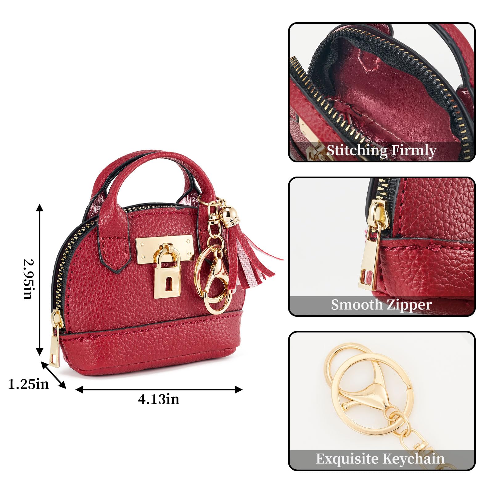 ZOUIQSS Coin Purse Mini Handbag Keychain for Women,Creative Pendant Keyrings Makeup Bag,Small Change Pouch Coin Purse Zipper() - Image 2