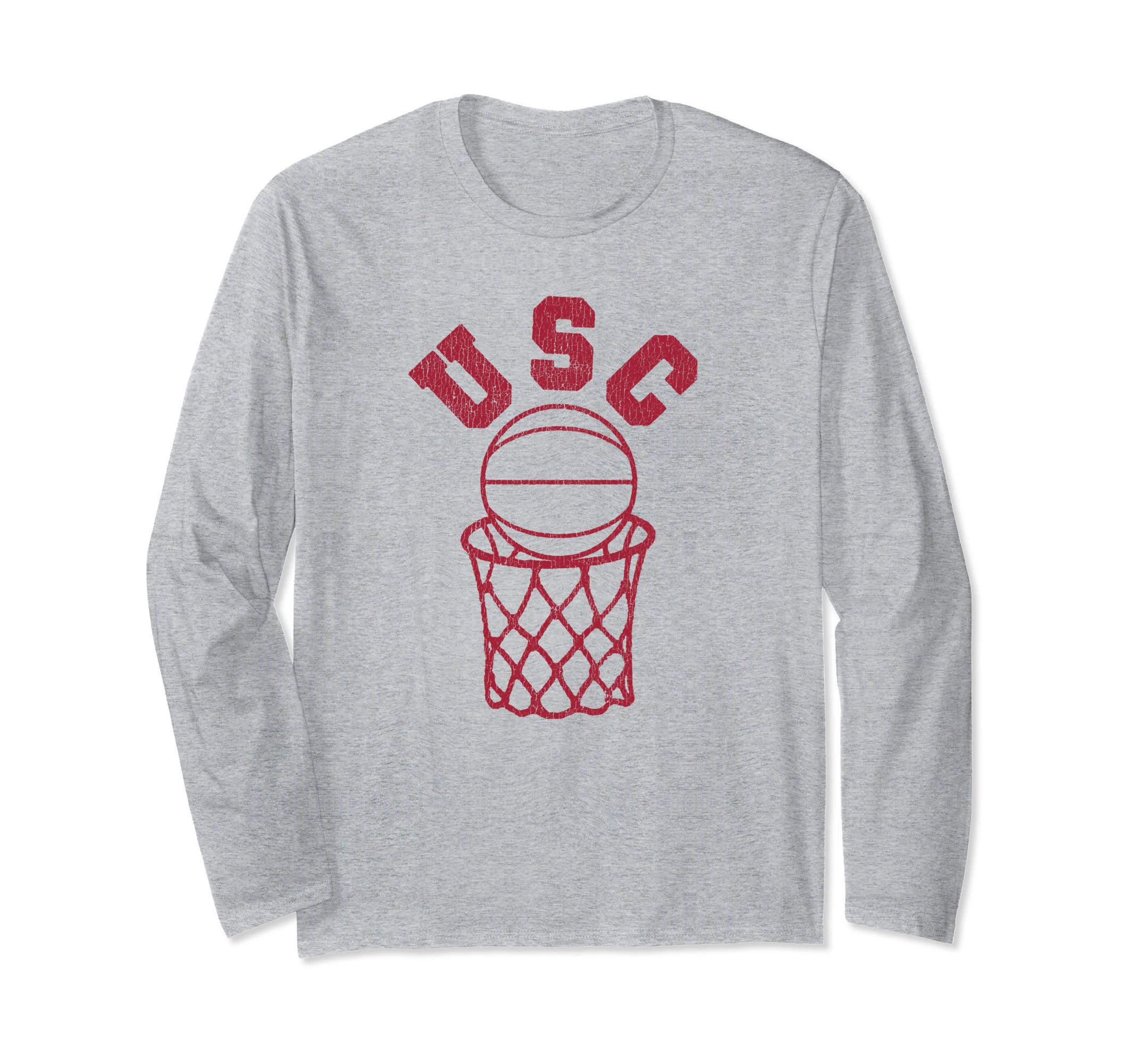 USC USC Basketball Trojans Distressed Retro 80s Style Hoop Long Sleeve T-Shirt