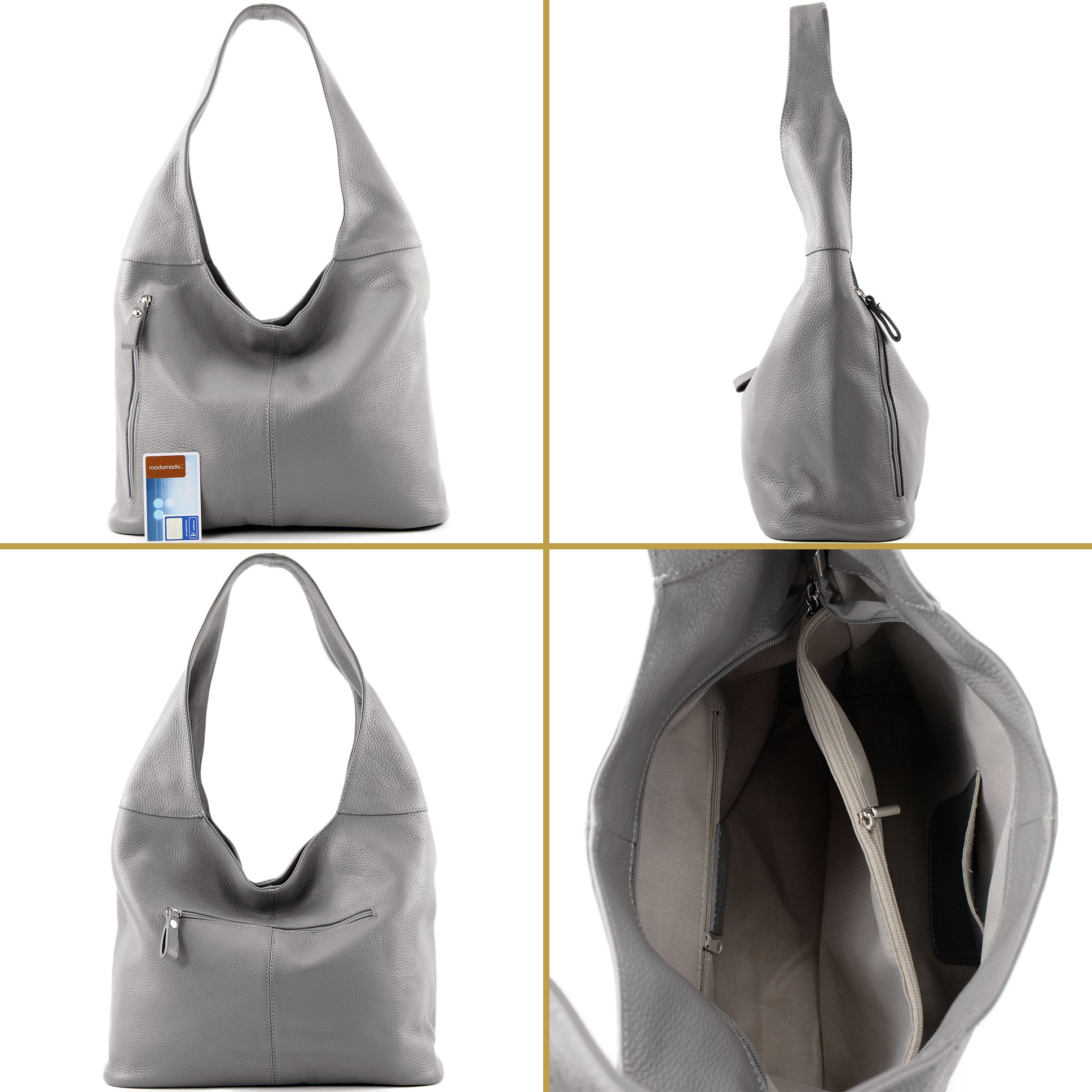 modamoda de - T166 - ital. Sac à bandoulière en cuir Grand format