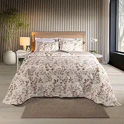 Bem Casa Kit Cobre Leito Colcha Boutis 3 Peças Matelassado Dupla Face Nano Printing (Ingrid Fendi, King)