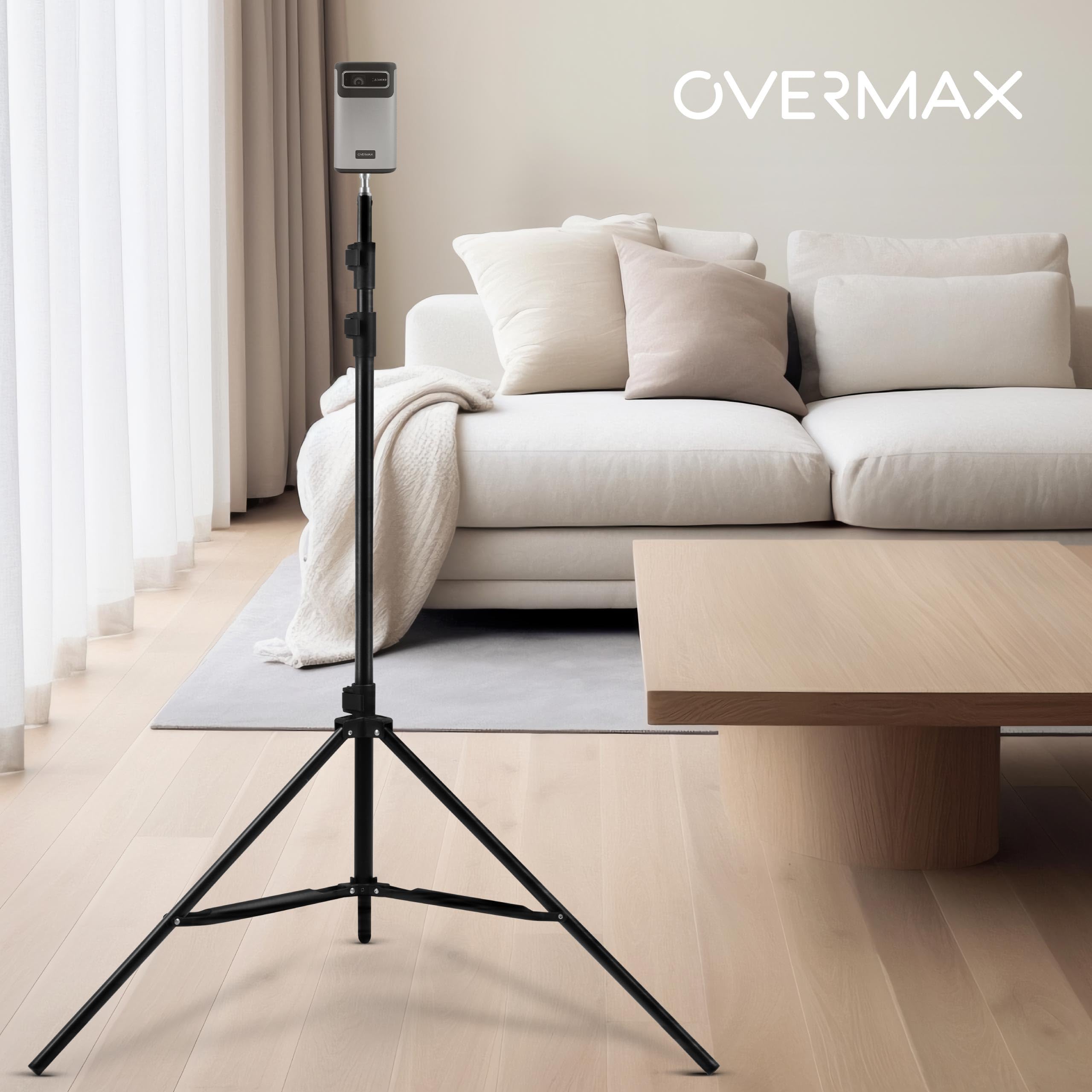 OVERMAX Tripod Stand 180 pour Projecteurs, Trépied Léger et Réglable 100-180 cm, compatibel met camera's en camcorders, Support Universel 1/4", Portable avec Housse de Transport, Capacité jusqu'à 10kg